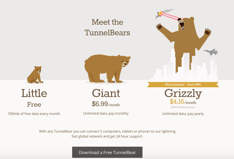 TunnelBear VPN Pricing