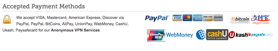 EarthVPN payment methods