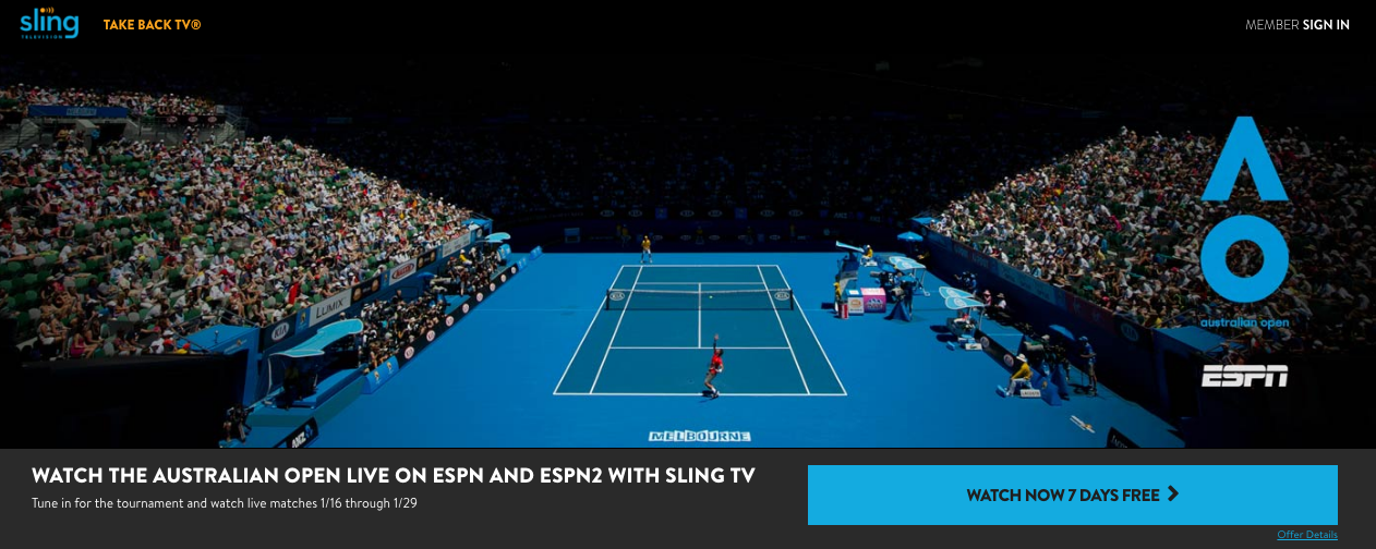 Stream Tennis Live on Sling TV